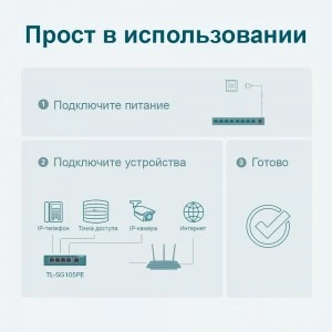 TP-Link TL-SG105PE гигабитный коммутатор PoE+ (ТП-ЛИНК) TP-Link TL-SG105PE гигабитный коммутатор PoE+ (ТП-ЛИНК)