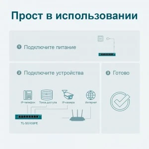 TP-Link TL-SG108PE гигабитный коммутатор PoE+ (ТП-ЛИНК) TP-Link TL-SG108PE гигабитный коммутатор PoE+ (ТП-ЛИНК)