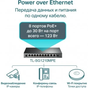 TP-Link TL-SG1210MPE - гигабитный PoE+ коммутатор Easy Smart 10 портов (ТП-ЛИНК) TP-Link TL-SG1210MPE - гигабитный PoE+ коммутатор Easy Smart 10 портов (ТП-ЛИНК)