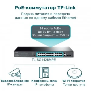 TP-Link TL-SG1428PE — PoE+ коммутатор (ТП-ЛИНК) TP-Link TL-SG1428PE — PoE+ коммутатор (ТП-ЛИНК)
