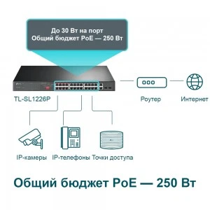 TP-Link TL-SL1226P PoE-коммутатор (ТП-ЛИНК) TP-Link TL-SL1226P PoE-коммутатор (ТП-ЛИНК)